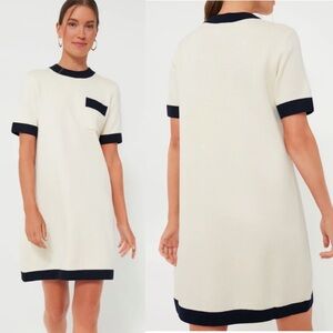 TUCKERNUCK Merritt Knit off-white navy trim stretch knit sweater Dress Medium